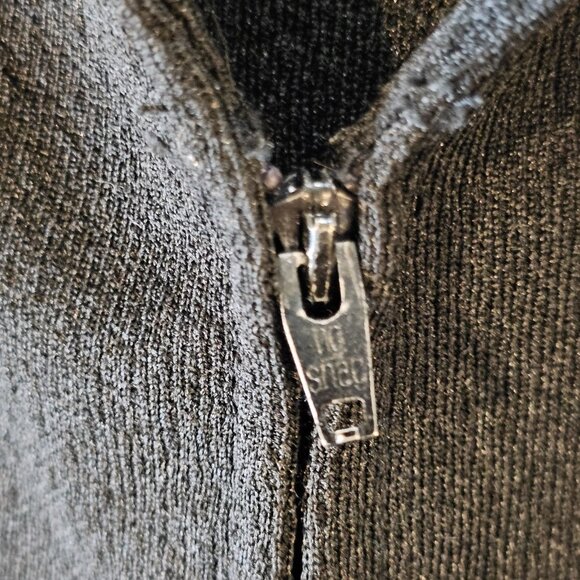 70s Womens Jumpsuit Black Wide Leg Zipup Polyester Disco Bellbottom Sz M 8 10 - Picture 11 of 12